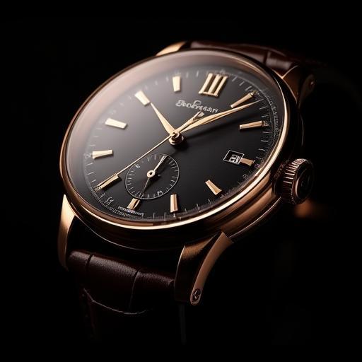 Luxury watch product shot with dramatic lighting and reflections