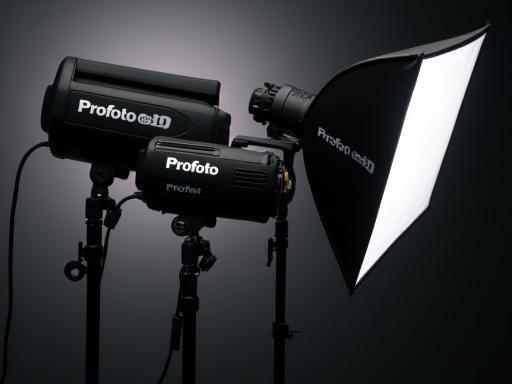 Close-up of professional lighting equipment (Profoto strobes and softboxes) available at Svetlina Photo Studio